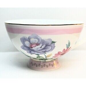 Grace's Teaware Porcelain  Tea Cup Pink Blue Purple Floral Goldtone Trim